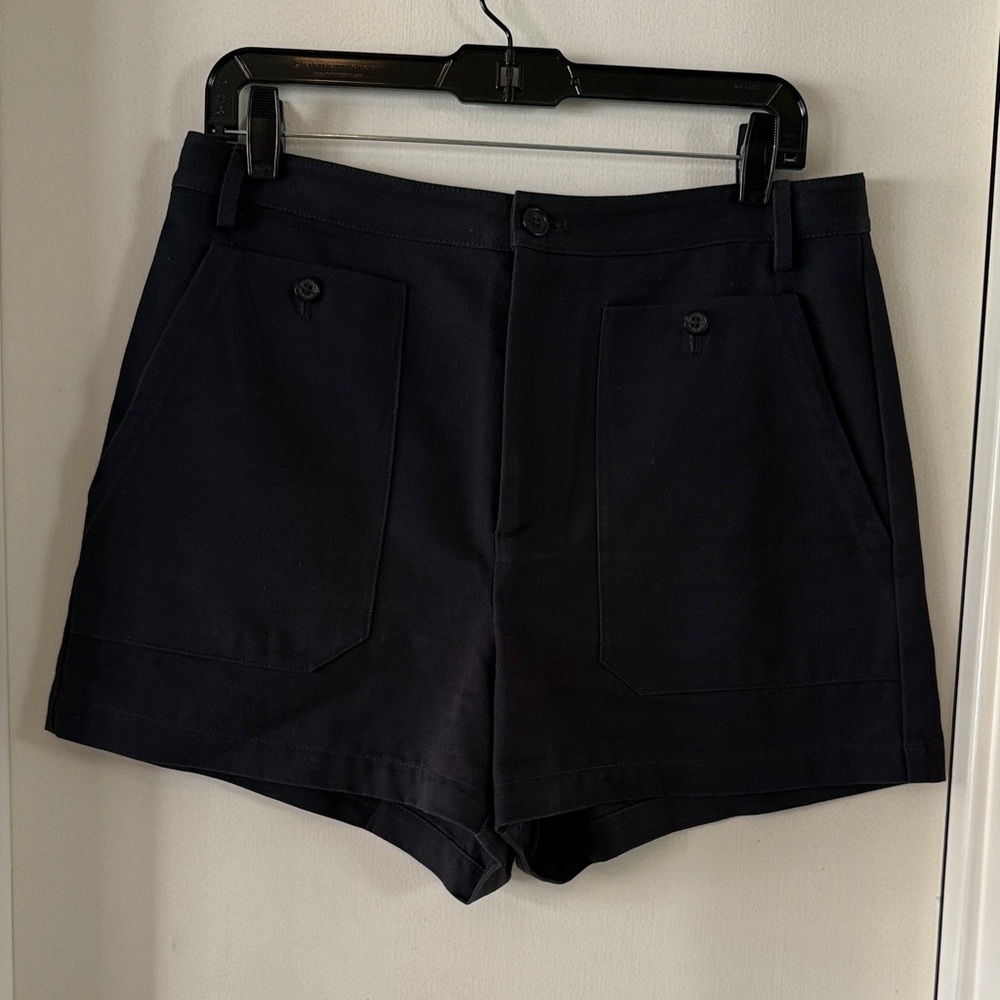 Nili Lotan Elegant Navy High Waist Shorts
